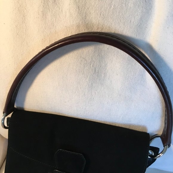Aerosoles Black Suede Buckle Front Shoulder Bag - Picture 6 of 10